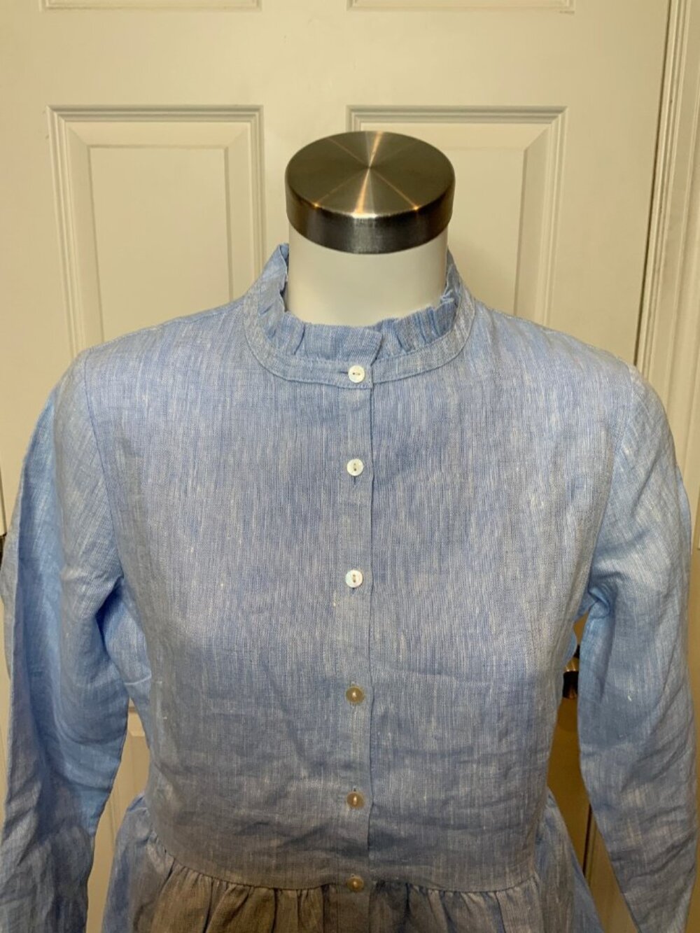 Alice Walk Blue Linen Tiered Shirt Dress, Size S, NWT! $275 - Picture 4 of 9